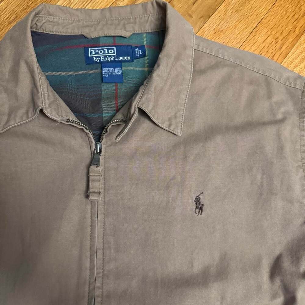 Polo Ralph Lauren Harrington Jacket Men's L Khaki Plaid Lined Vintage - Picture 3 of 7
